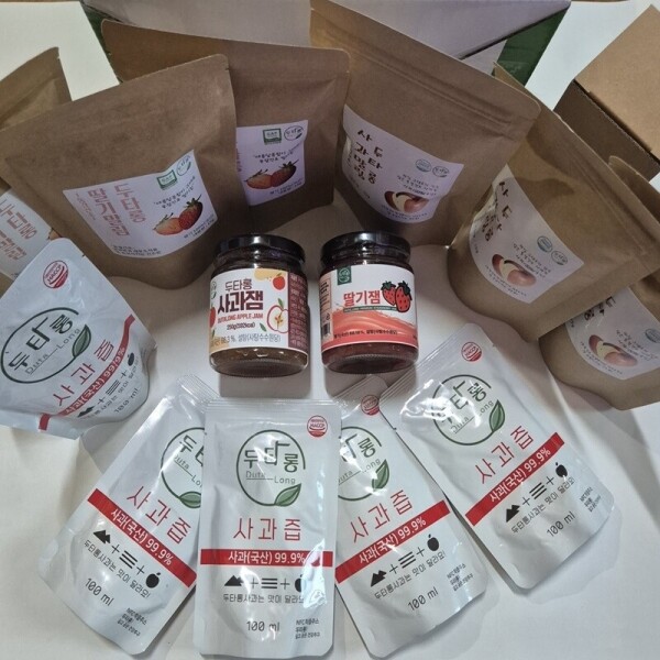 두타롱,두타롱 달달꾸러미(사과잼, 딸기잼, 사과말림, 딸기말림, 사과즙) [사과랑 딸기랑(국산100%), 삼척시농산물가공센터 가공, 해썹]